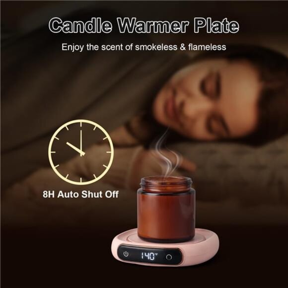 Electric LED Display Smart Coffee Mug Warmer & Cute Cat Mug Set, Beverage Cup - Picture 5 of 7